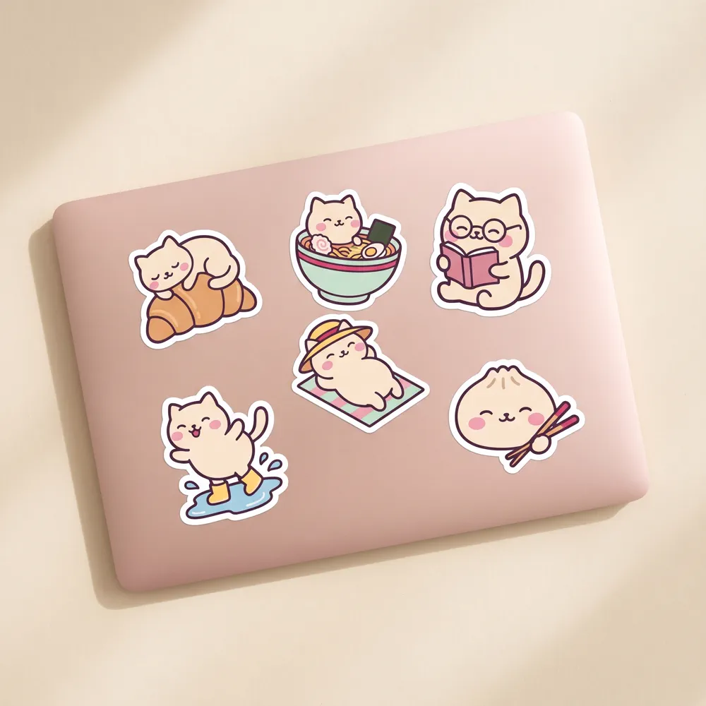 Mochi Cat Club stickers on a laptop — shared by @dilini.lk
