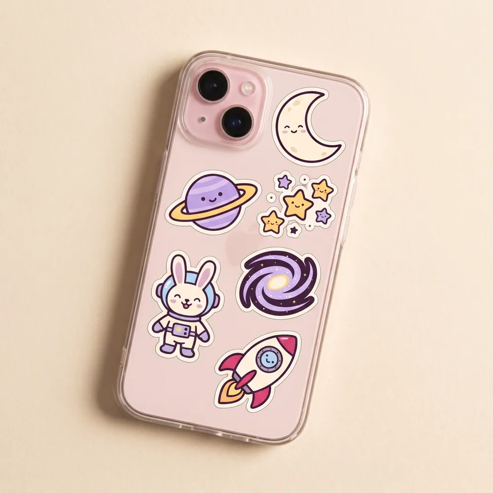 Cosmic Mornings stickers on a phone case — shared by @yasho.lk