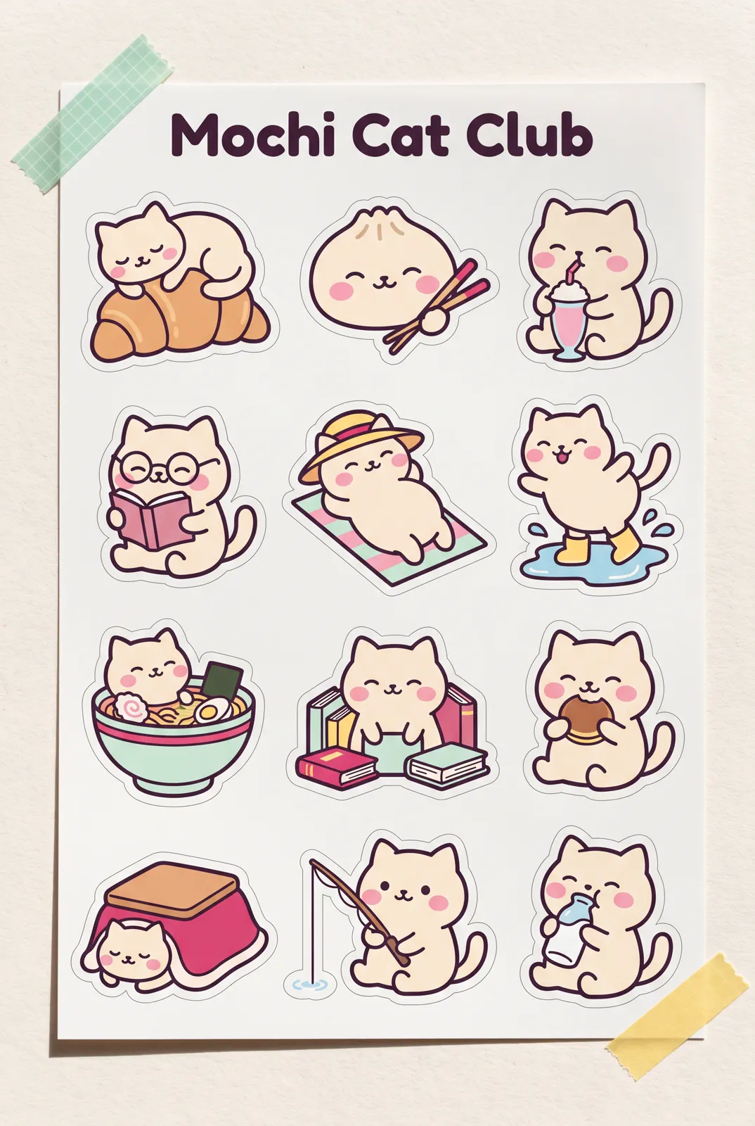 Mochi Cat Club — a sample Sticker Hub sheet
