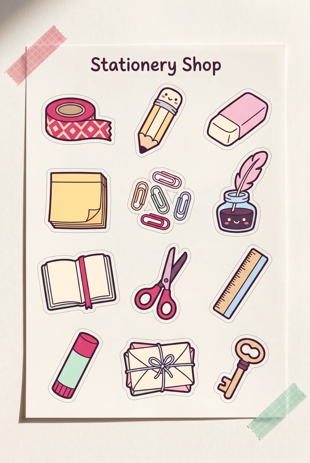 Preview of the Stationery Shop sticker sheet